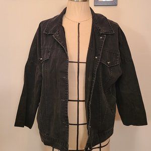 STYLE Black Denim Button Down Jacket Size M